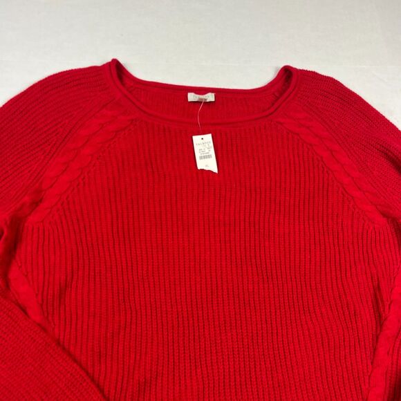 Talbots Cable Knit Tunic Sweater Red Classic Comfort Casual Pullover Size XL NWT - Picture 3 of 10